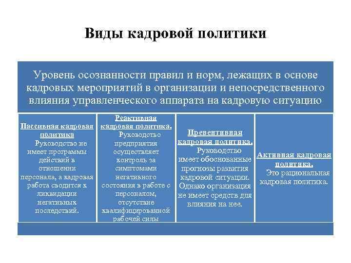 Корректировка проекта кадровой политики осуществляется