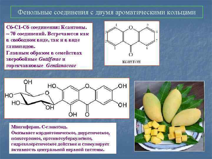 Фенольные соединения с двумя ароматическими кольцами С 6 -С 1 -С 6 соединения: Ксантоны.