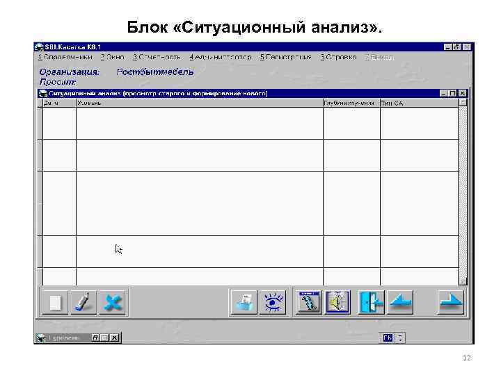 Блок «Ситуационный анализ» . 12 