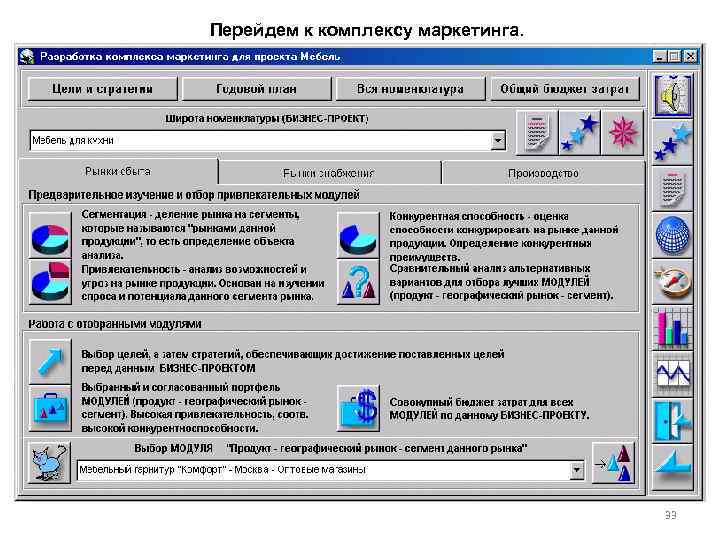 Перейдем к комплексу маркетинга. 33 