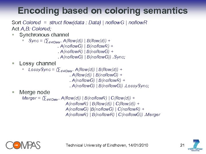 Encoding based on coloring semantics Sort Colored = struct ﬂow(data : Data) | noﬂow.