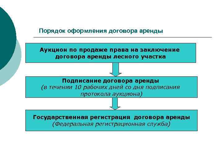 Порядок оформления договора аренды Аукцион по продаже права на заключение договора аренды лесного участка