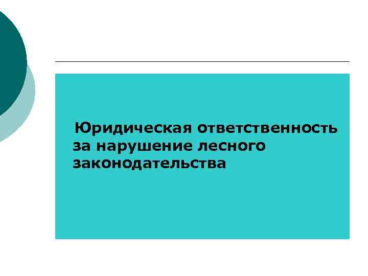  Юридическая ответственность за нарушение лесного законодательства 