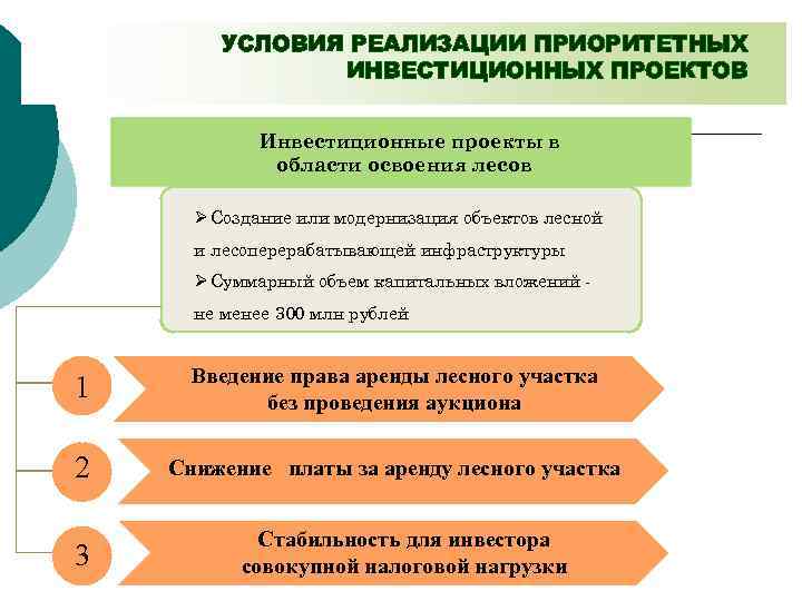 Перечень приоритетных инвестиционных проектов в области освоения лесов