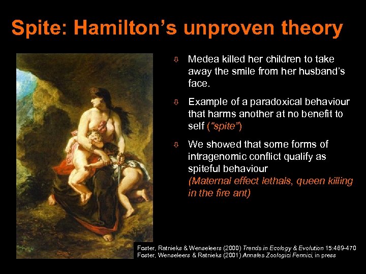 Spite: Hamilton’s unproven theory ò Medea killed her children to take away the smile