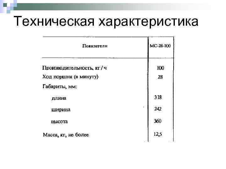 Техническая характеристика 