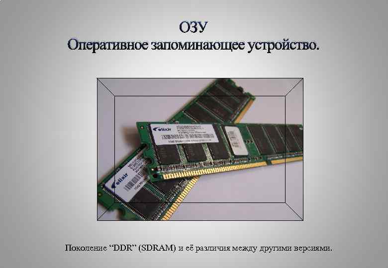 ОЗУ Оперативное запоминающее устройство. Поколение “DDR” (SDRAM) и её различия между другими версиями. 