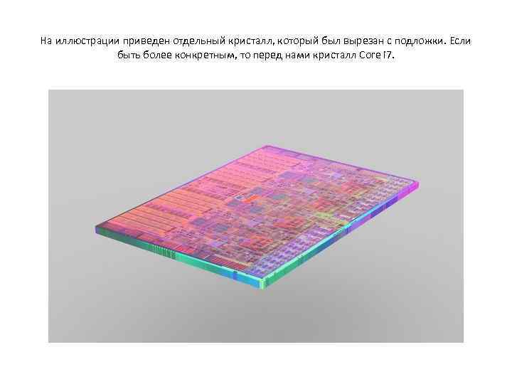 На иллюстрации приведен отдельный кристалл, который был вырезан с подложки. Если быть более конкретным,