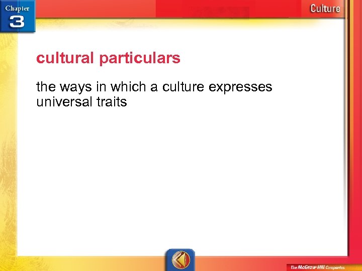 cultural particulars the ways in which a culture expresses universal traits 