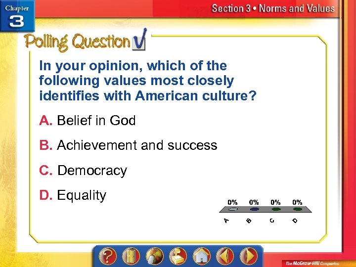 In your opinion, which of the following values most closely identifies with American culture?