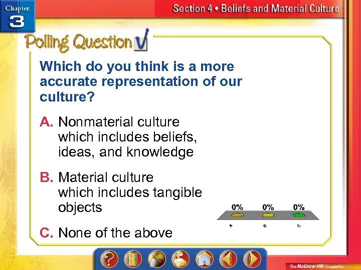 Which do you think is a more accurate representation of our culture? A. Nonmaterial