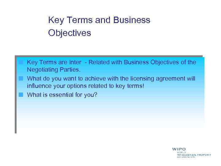 Key Terms and Business Objectives Key Terms are Inter - Related with Business Objectives