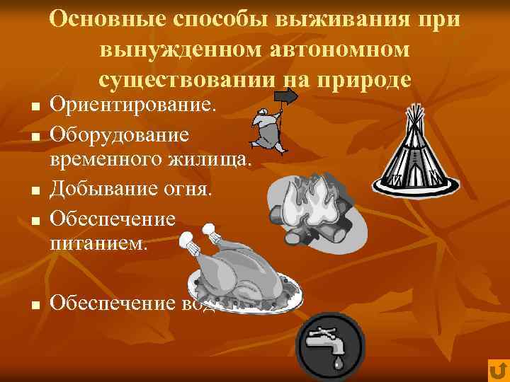 Безопасные действия при автономном существовании в природной