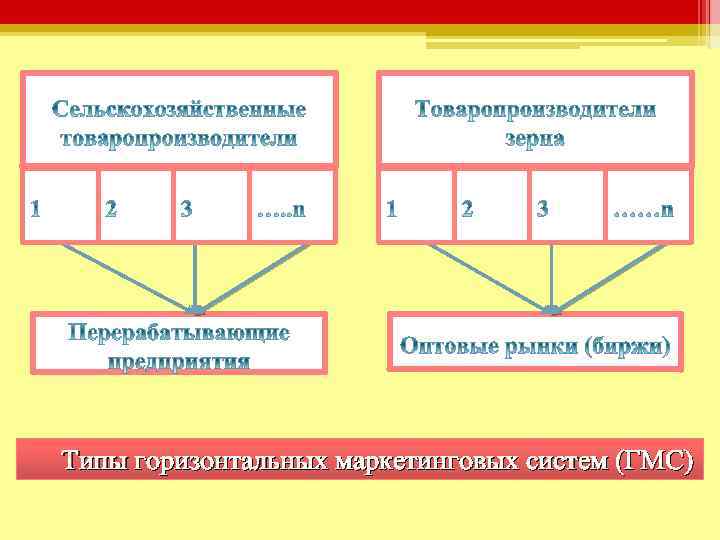 Типы горизонтальных маркетинговых систем (ГМС) 