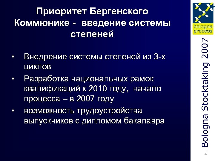  • • • Внедрение системы степеней из 3 -х циклов Разработка национальных рамок