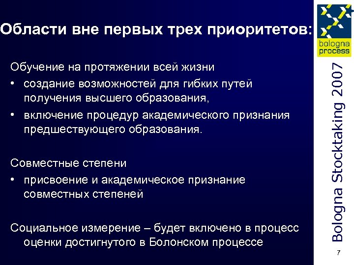 Обучение на протяжении всей жизни • создание возможностей для гибких путей получения высшего образования,