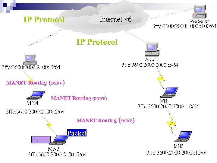 IP Protocol MANET Routing (DSDV) MANET Routing Packet (DSDV) 