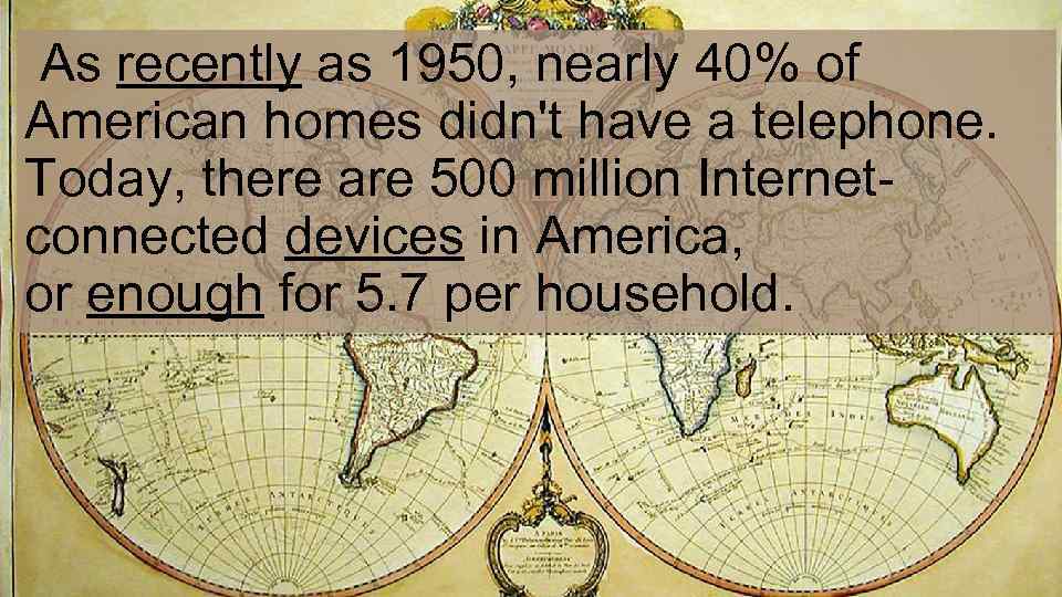  As recently as 1950, nearly 40% of American homes didn't have a telephone.