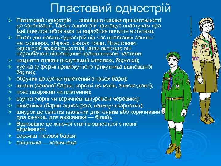 Пластовий однострій Ø Ø Ø Ø Пластовий однострій — зовнішня ознака приналежності до організації.