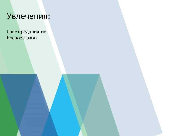 Увлечения: Свое предприятие Боевое самбо 