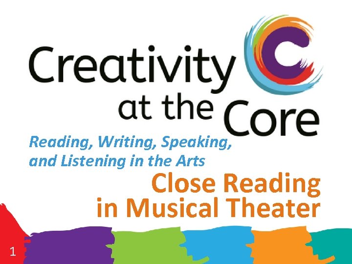 Reading, Writing, Speaking, and Listening in the Arts Close Reading in Musical Theater 1