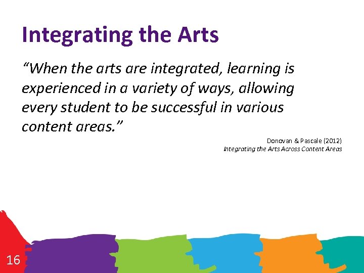 Integrating the Arts “When the arts are integrated, learning is experienced in a variety