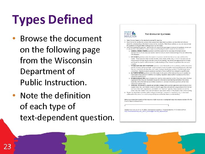 Types Defined • Browse the document on the following page from the Wisconsin Department