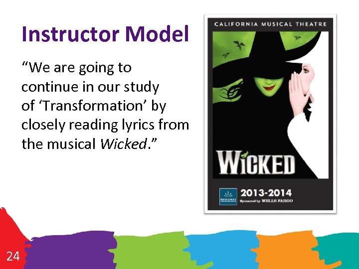 Instructor Model “We are going to continue in our study of ‘Transformation’ by closely