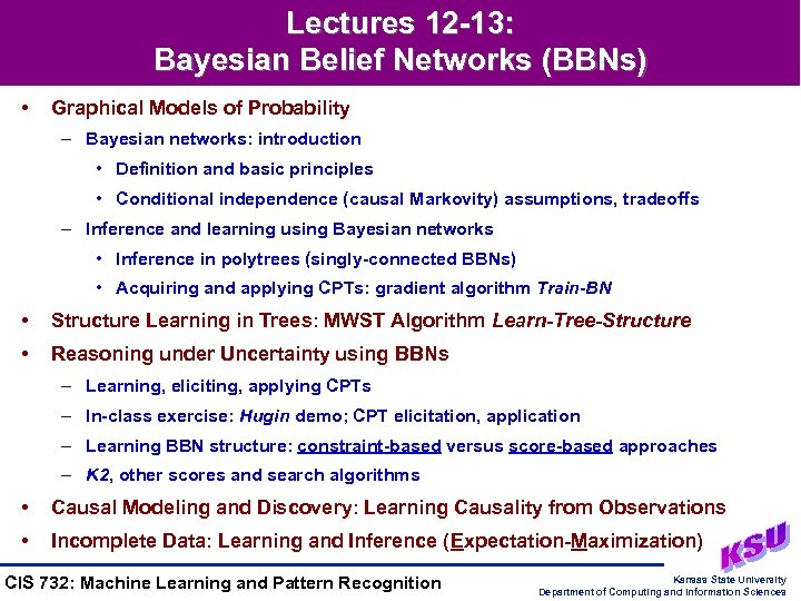 Lectures 12 -13: Bayesian Belief Networks (BBNs) • Graphical Models of Probability – Bayesian