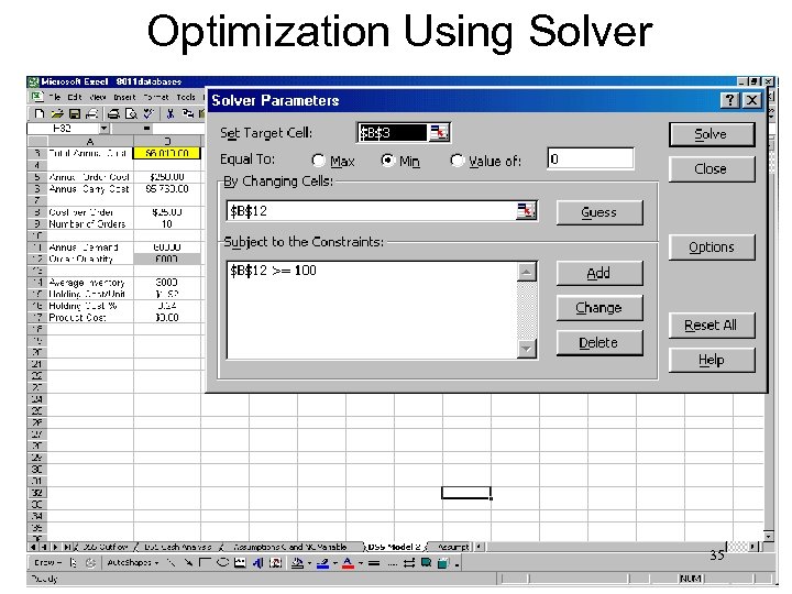 Optimization Using Solver 35 