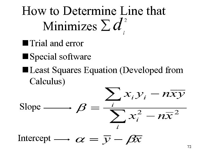 How to Determine Line that Minimizes n Trial and error n Special software n