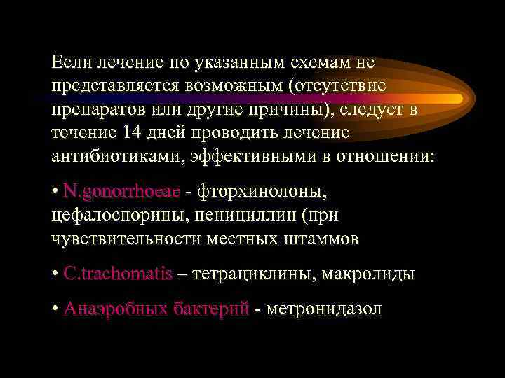 Если лечение по указанным схемам не представляется возможным (отсутствие препаратов или другие причины), следует