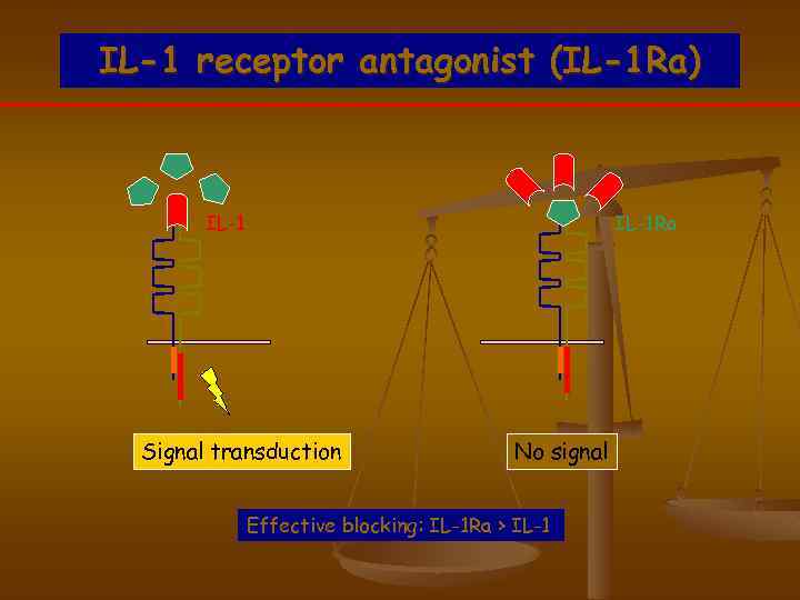 IL-1 receptor antagonist (IL-1 Ra) IL-1 Ra Signal transduction No signal Effective blocking: IL-1