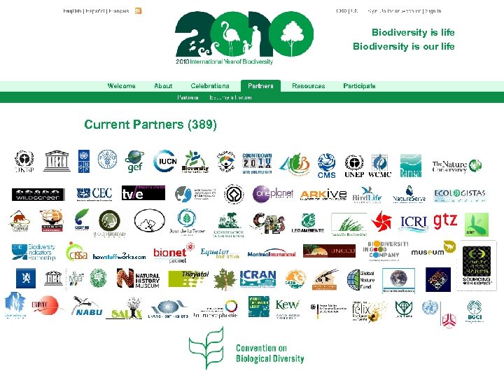 Biodiversity is life Biodiversity is our life Current Partners (389) 