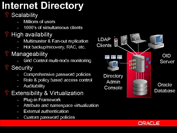 Internet Directory Ÿ Scalability – – Millions of users 1000’s of simultaneous clients Ÿ