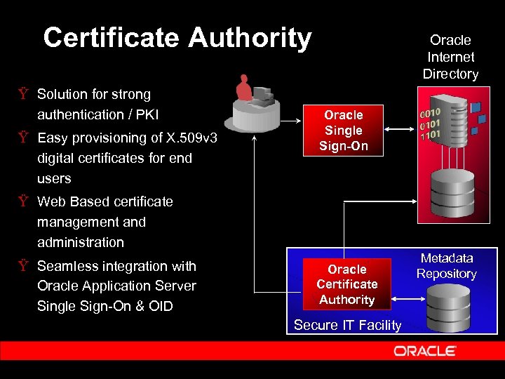 Certificate Authority Ÿ Solution for strong authentication / PKI Ÿ Easy provisioning of X.