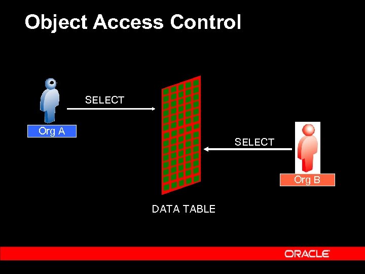 Object Access Control SELECT Org A SELECT Org B DATA TABLE 