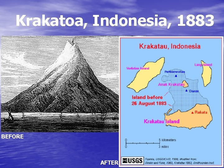 Krakatoa, Indonesia, 1883 BEFORE AFTER 