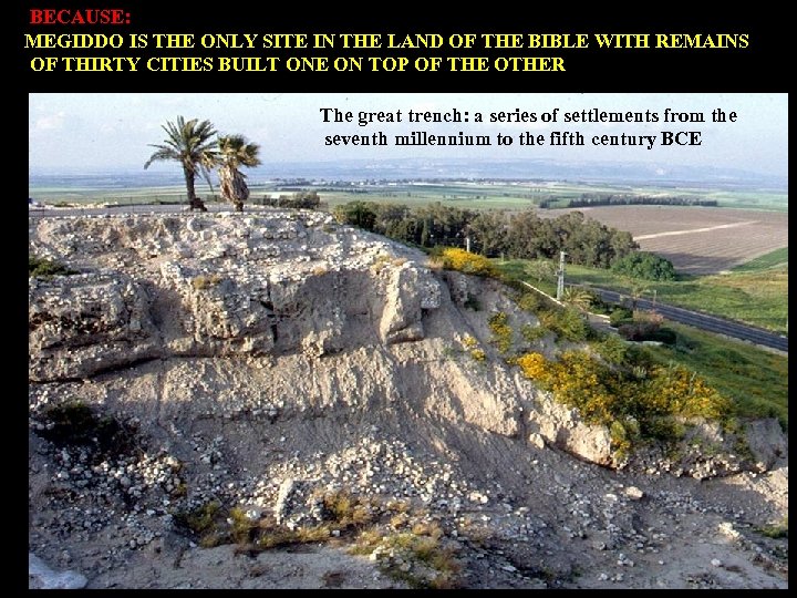 BECAUSE: MEGIDDO IS THE ONLY SITE IN THE LAND OF THE BIBLE WITH REMAINS