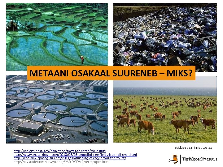 METAANI OSAKAAL SUURENEB – MIKS? http: //icp. giss. nasa. gov/education/methane/intro/cycle. html http: //www. meterdown.