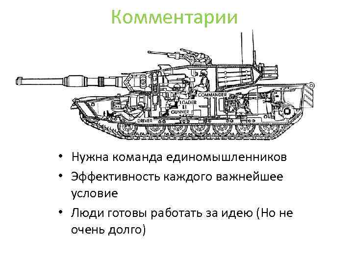 Комментарии • Нужна команда единомышленников • Эффективность каждого важнейшее условие • Люди готовы работать