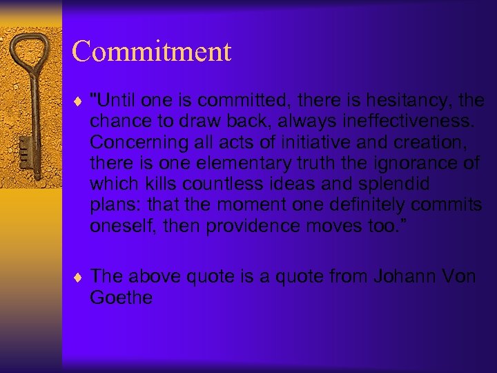 Commitment ¨ 