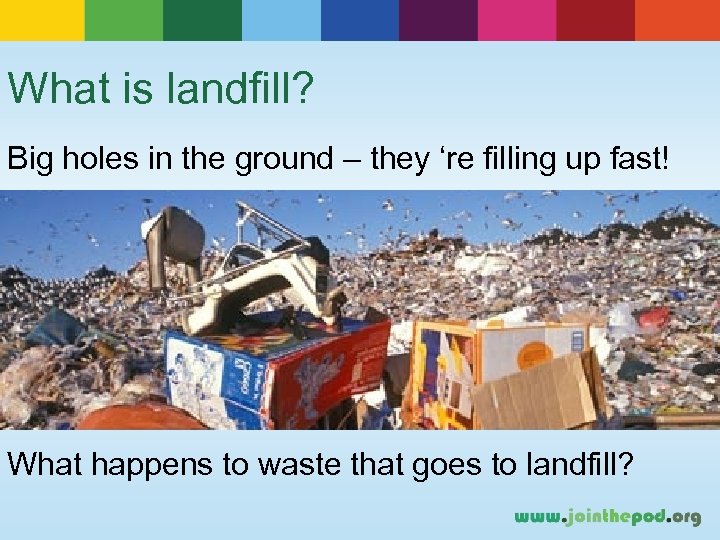 What is landfill? Big holes in the ground – they ‘re filling up fast!