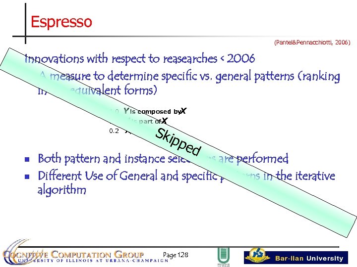 Espresso (Pantel&Pennacchiotti, 2006) Innovations with respect to reasearches < 2006 n A measure to