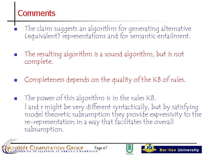 Comments n n The claim suggests an algorithm for generating alternative (equivalent) representations and