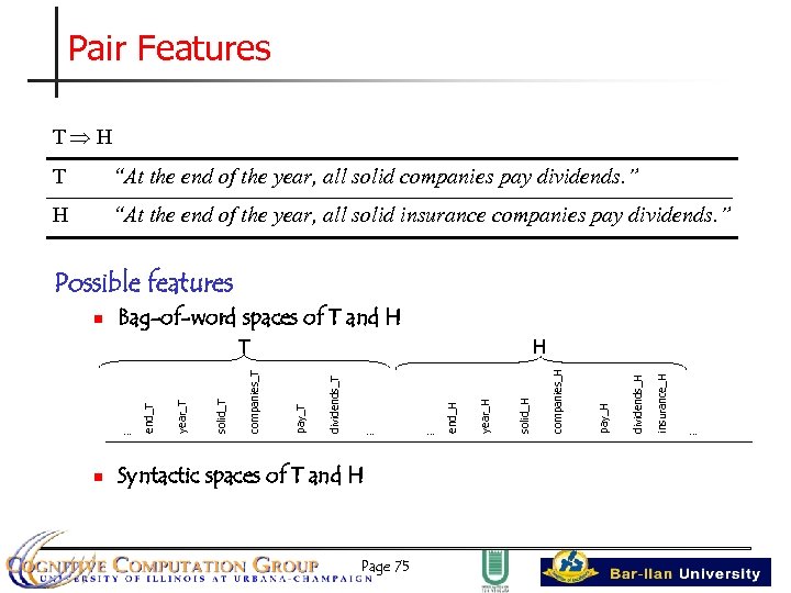 Pair Features T H T “At the end of the year, all solid companies