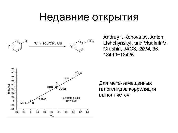 Недавние открытия Andrey I. Konovalov, Anton Lishchynskyi, and Vladimir V. Grushin, JACS, 2014, 36,