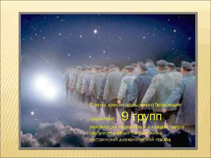 C точки зрения пастырского богословия существует 9 групп умирающих пациентов и к каждой группе
