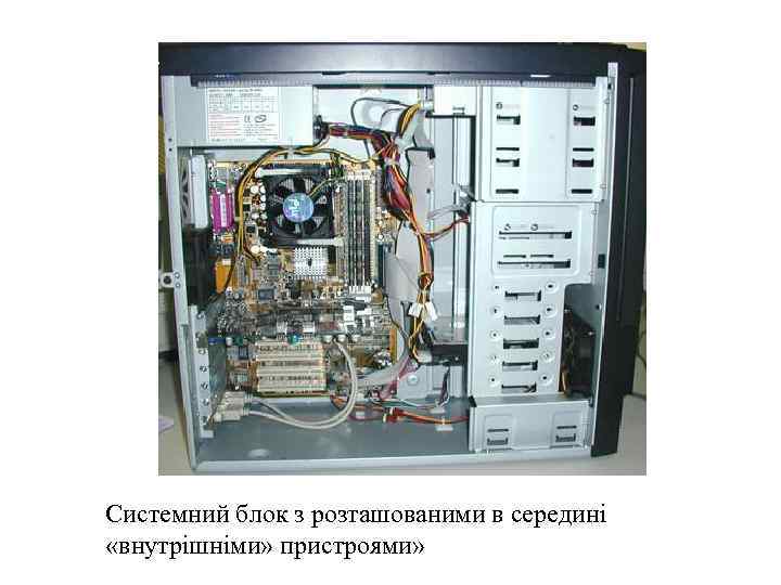 Системний блок з розташованими в середині «внутрішніми» пристроями» 