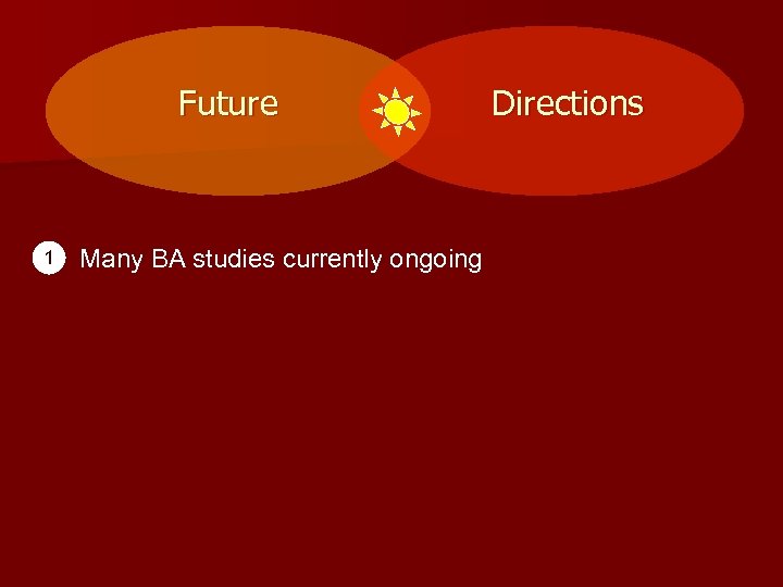 Future 1 Many BA studies currently ongoing Directions 